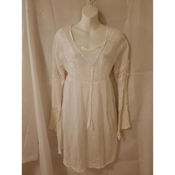 SR Fashion White 100% Cotton Gauze Summer Dress Size Sm/medium - Picture 1 of 9